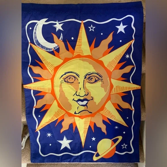 GROOVY, SUN, MOON & PLANETS. BOHO GARDEN FLAG. - Picture 5 of 8